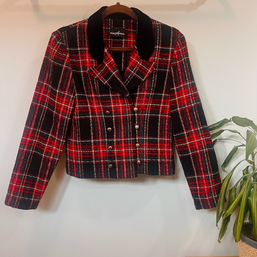 Positive Attitude Women’s Red Plaid Blazer